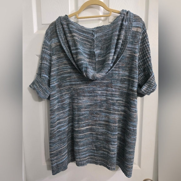 dressbarn Heathered Blue and Gray Hooded Cardigan - Picture 4 of 6